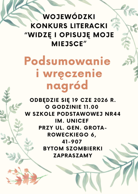 Podsumowanie Konkursu literackiego: ''Widzę i opisuję moje miejsce''