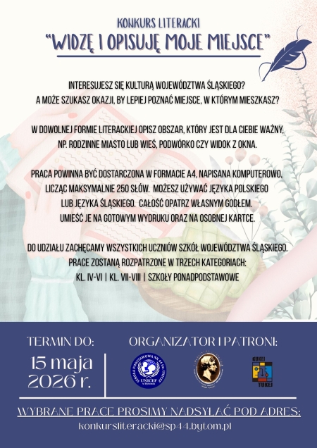 Konkurs literacki: ''Widzę i opisuję moje miejsce''